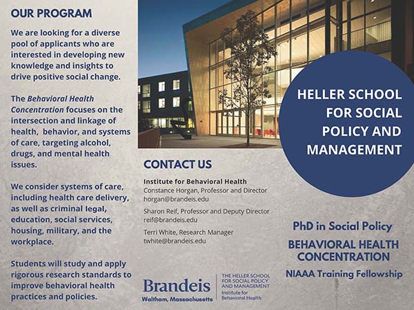 Image from flyer about the Heller PhD Concentration in Behavioral Health